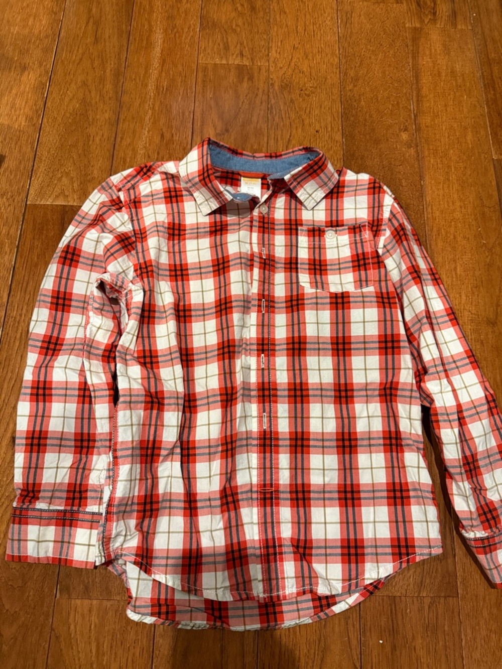 Gymboree Red/Orange and White Plaid Button-Down Shirt